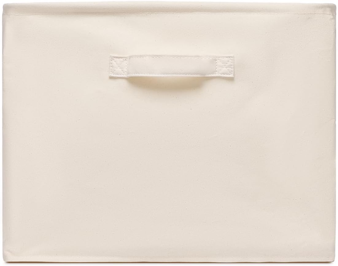 Foldable Storage Bins with Lids Cotton Canvas Rectangular Storage Box Ideal for Organization Lightweight and Durable (14.96 x 12.01 x 12.2)