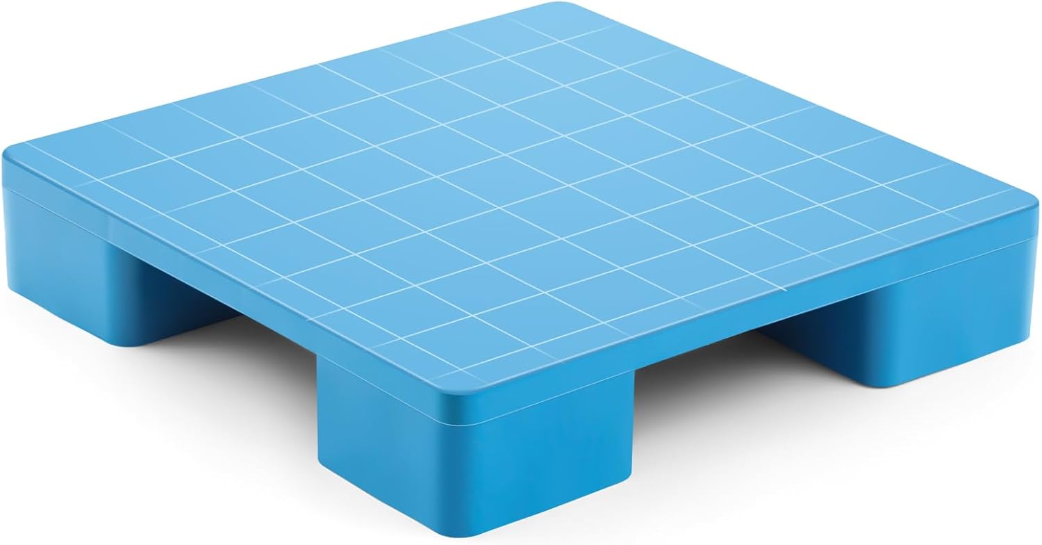 1 Pcs Plastic Pallet for Basement Storage Easy Stack Lightweight Floor Pallet Display Flooring Room Supermarket Christmas, Support up to 2000 Lbs (23.7'' L X 23.7'' W X 4.7'' H,Blue)