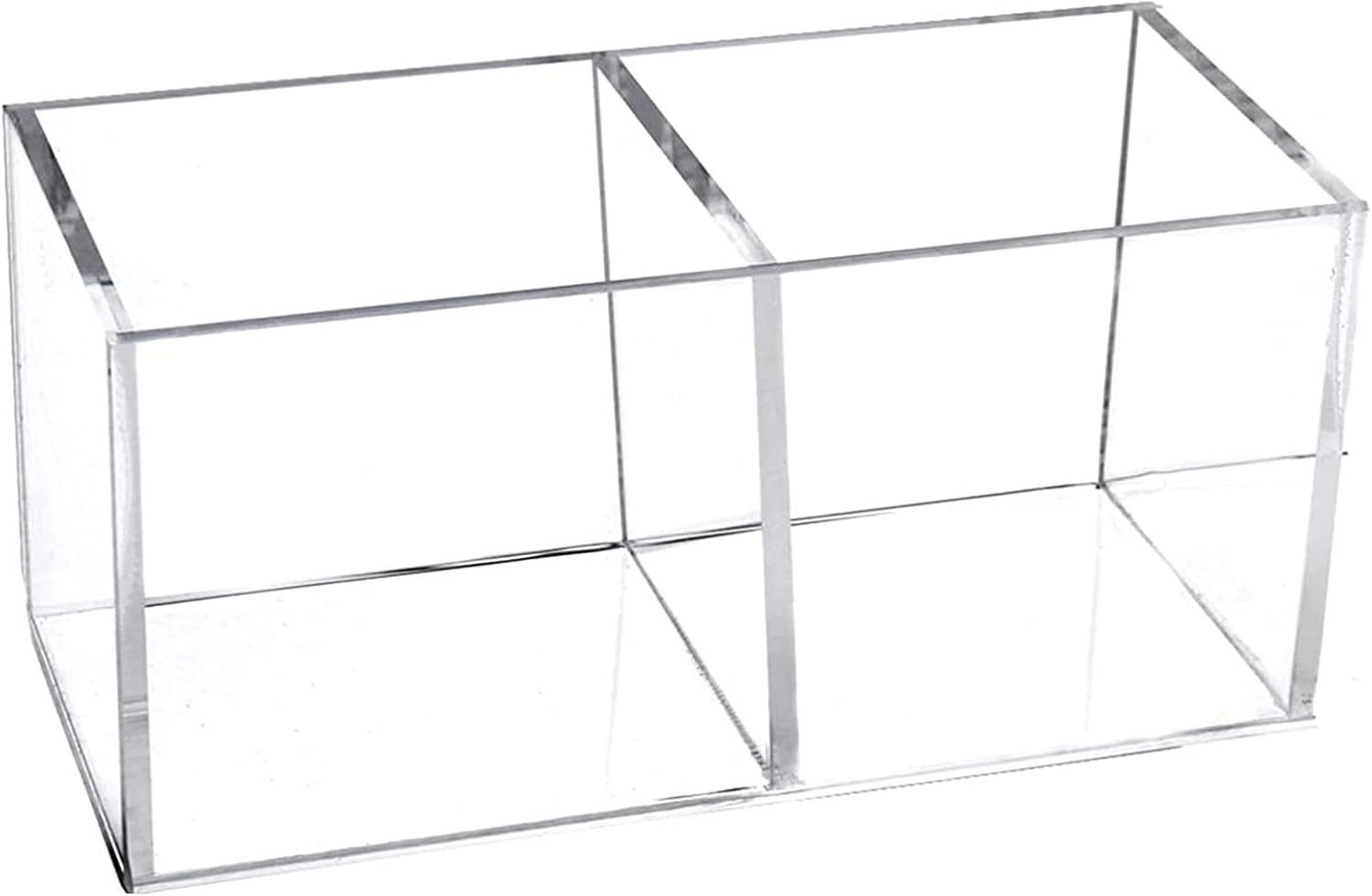 dedoot Acrylic Drawer Organizer, Clear 2 Compartment 2 Section Makeup Organizer Transparent Plastic Makeup Brush Holder Makeup Jewelry Accessories Storage Acrylic Square Cube Box,5x2.5x2.3 Inch