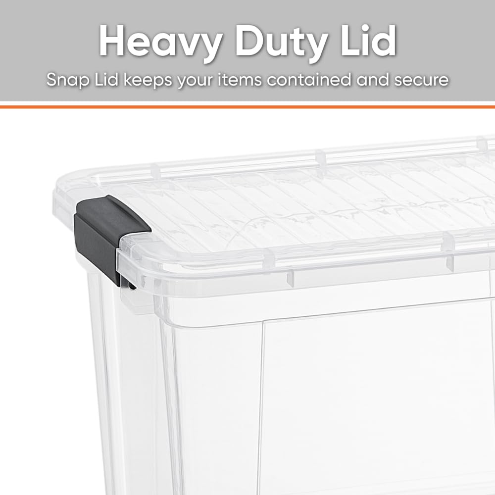 Superio Clear Storage Boxes with Lids, 2.4 Quart Plastic Container Bins for Organizing, Stackable Crates, BPA Free, Non Toxic, Odor Free, Organizers for Home, Office and Dorm,