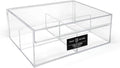 Isaac Jacobs 4-Compartment Clear Acrylic Organizer with Lid (6.7" L x 8.6" W x 3.4" H), Multi-Sectional Tray & Storage Solution for Makeup, School & Office Supplies & More, for Bathroom, Kitchen