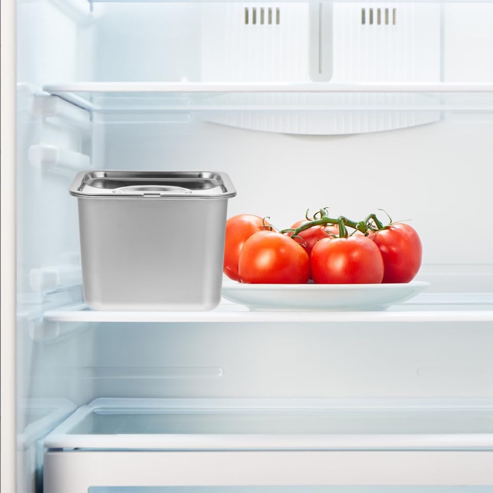 Zerodeko 1 Quart Freezer Ice Cream Storage Container With Lid - Airtight Stainless Steel Freezer Container, Reusable Metal Box For Homemade Ice Cream & Yogurt