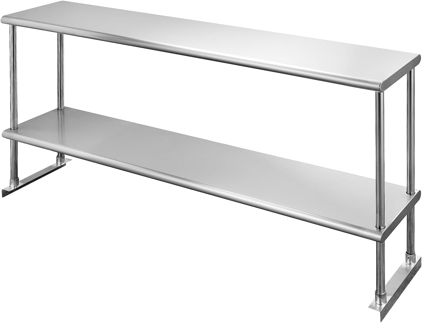 Hally Double Overshelf of Stainless Steel 12'' x 60'' Weight Capacity 400lb, Commercial 2 Tier Shelf for Prep & Work Table in Restaurant, Home and Kitchen