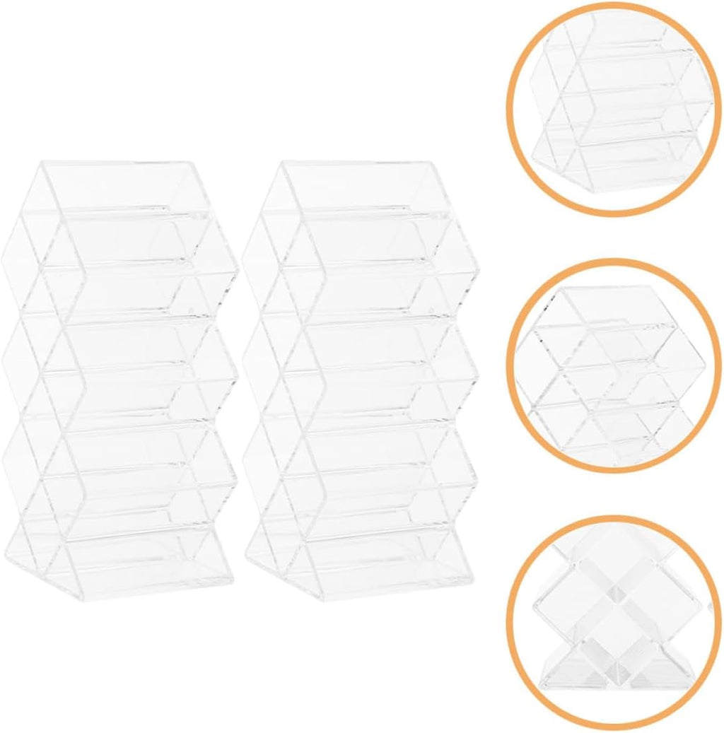Unomor 2Pcs Clear Acrylic Lipstick Holder Desktop Makeup Organizer Dust-resistant Lip Gloss Storage Stand for Vanity Lightweight and Sleek Cosmetic Display Rack for Bedroom and Dresser