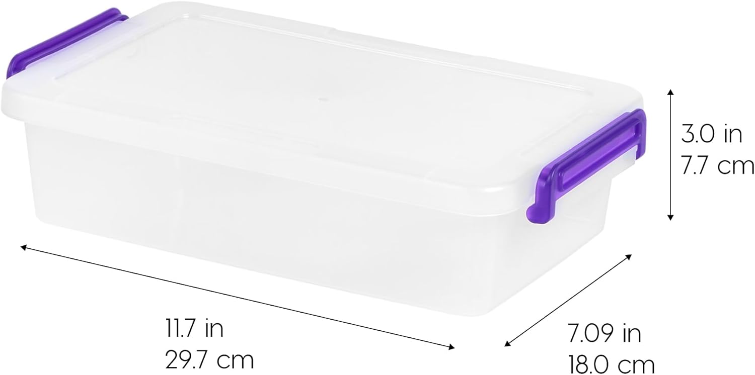 IRIS USA 3 Qt. Plastic Craft Storage Container Bins with Lids, 10 Pack, Small Art & Office Supply Organizer Tote, Sensory Bins & Boxes for Home & University, Stackable, Secure Latch Buckles, Clear