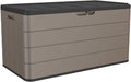100 Gallon Plus Outdoor Storage Box Waterproof Lockable Resin Deck Box Large, Patio Storage Bin for Pool Accessories Cushion Furniture, Garden Tools, UV-Resistant Outside Delivery Brown