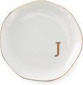 Initials Ring Dish Jewery Tray with personalized J-Monogrammed Gifts Wedding Engagement for Women Friends sister,Ceramic White
