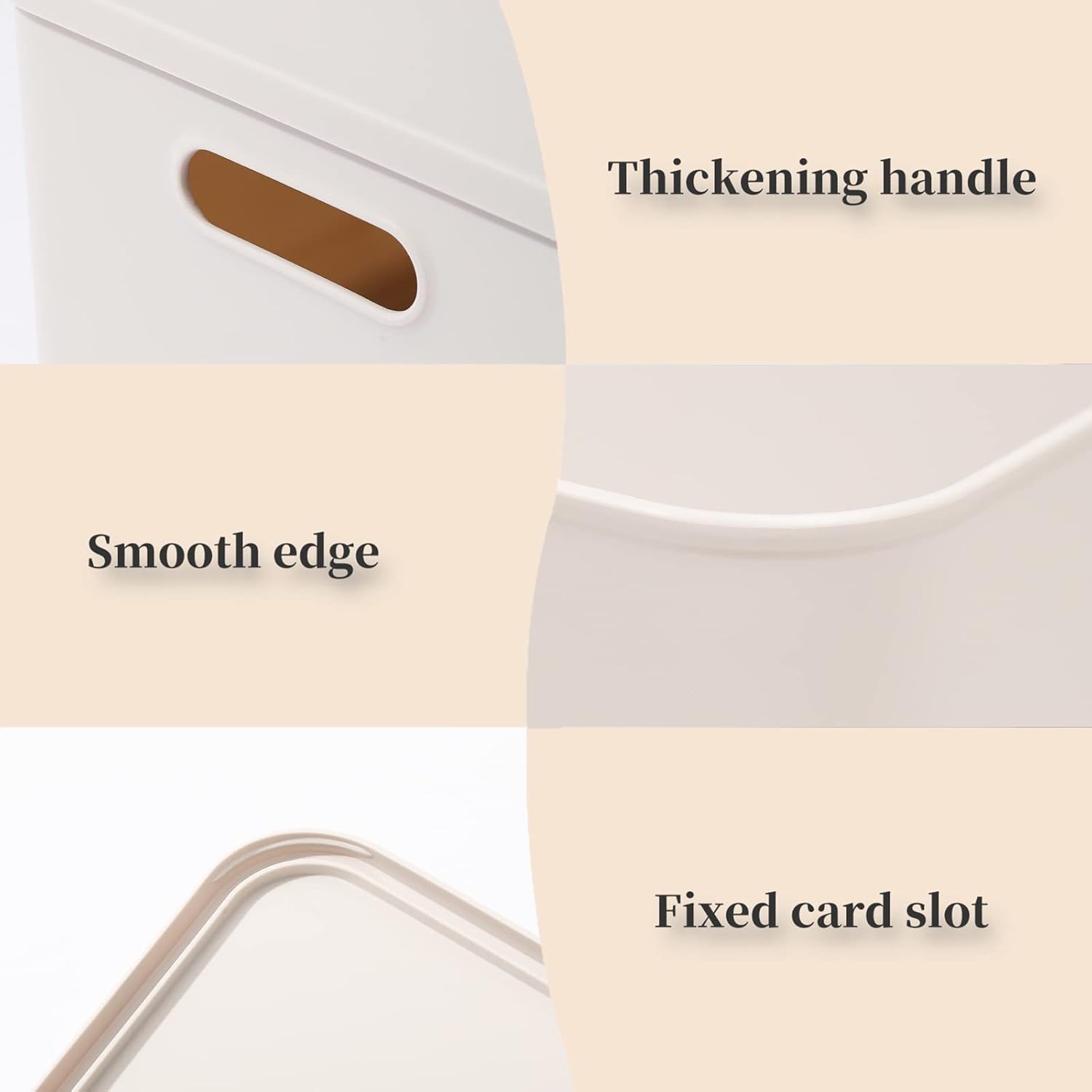 Plastic Storage Baskets With Lid Organizing Container Lidded Knit Storage Organizer Bins for Shelves Drawers Desktop Closet Playroom Classroom Office (4XL+2L, Light grey)