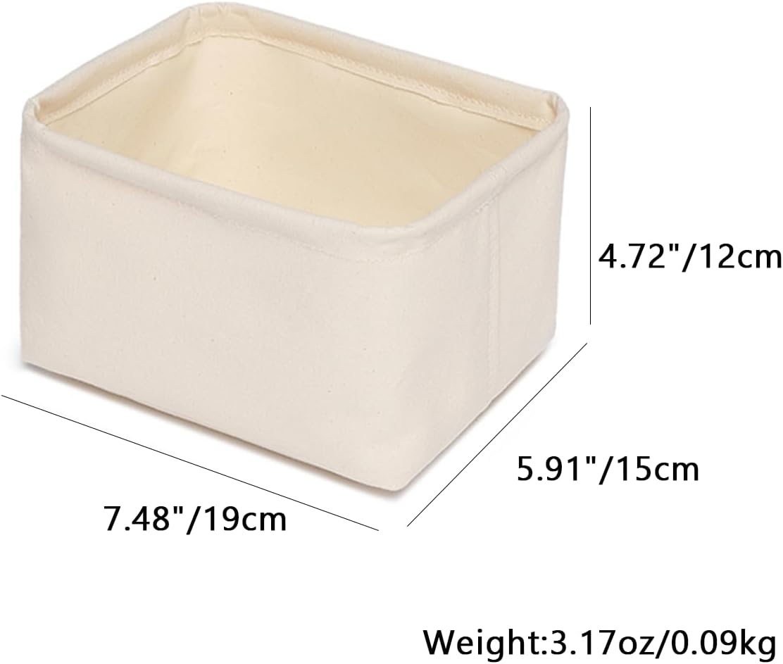 Foldable Storage Bins with Lids Cotton Canvas Rectangular Storage Box Ideal for Organization Lightweight and Durable (7.48 x 5.91 x 4.72)