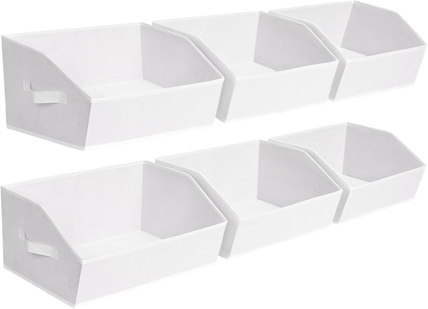 Fabric Bins for Organization - Trapezoid Storage Cubes, Large Baskets for Storage, 6 Pack Shelf Baskets, Closet Organizer Bins for Clothes, Books, Home, Office, White