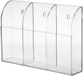 Hipiwe Wall Mount Remote Control Holder Clear Acrylic Media Organizer Storage Box Coffee Table and Nightstand Convenient Remote Control Caddy (Three Compartments)