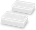 2 Pack 5.24x3.31x1.58 Inches Rectangular Clear Small Plastic Storage Containers Box with Hinged Lid for Small Items and Other Craft Projects