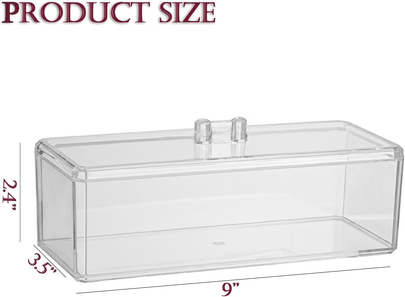 Hair Accessories Organizer for Girls, Clear Acrylic Hair Tie Organizer for Headband, bows, Hair Clip, Cotton Swab Organization, Hair Clip Holder, no Compartments Storage with Lid