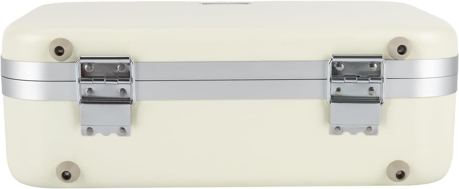 White Rectangular Makeup Case with Mirror, Travel Makeup Bag with Adjustable LED Light in 3 Colors, Portable Train Suitcase for All Kinds of Cosmetics