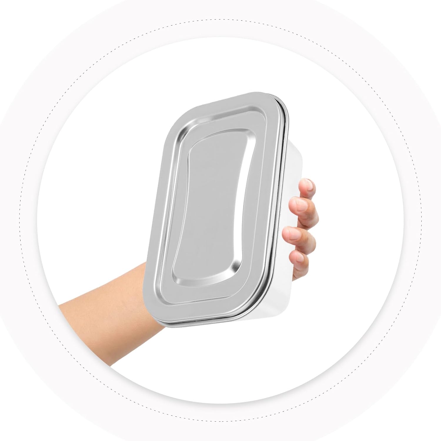 Hemoton Reusable Ice Cream Storage Containers with Lids Stainless Steel Food Keeper Freezer Box Insulated Ice Cream Tub for Refrigerator Home Made e