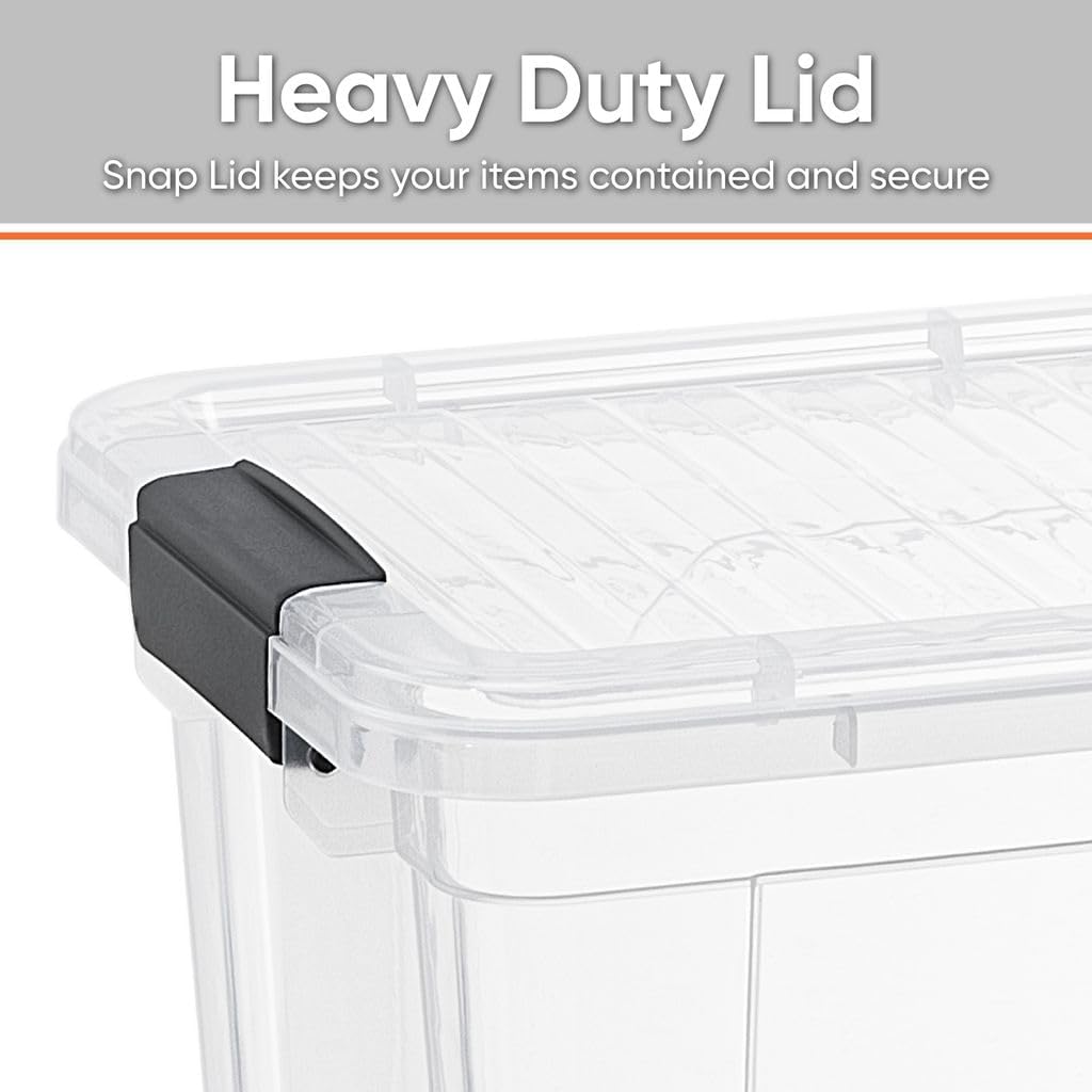 Superio Clear Storage Boxes with Lids, Plastic Container Bins for Organizing, Stackable Crates, BPA Free, Non Toxic, Odor Free, Organizers for Home, Office, School, and Dorm,12 Qt, 6 Pack