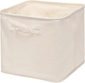 Decorative Basket Rectangular Fabric Storage Bin Organizer Basket with Handles for Clothes Storage (13.7 x 13.7 x 12.5, Beige)