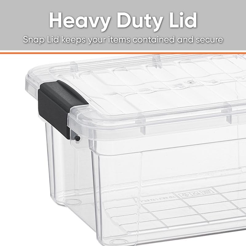 Superio Clear Storage Boxes with Lids, 3.4 Quart Plastic Container Bins for Organizing, Stackable Crates, BPA Free, Non Toxic, Odor Free, Organizers for Home, Office, School, and Dorm