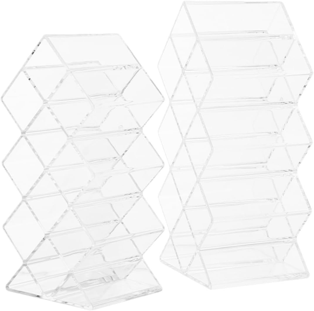 Luxshiny 2Pcs Clear Acrylic Lipstick Organizer with Compartments Dustproof Makeup Display Holder for Lip Gloss Liquid Solid Lipstick Storage Bedroom Supply Vanity Organizer