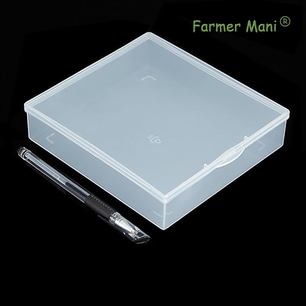 Clear Polypropylene Rectangle Beads Storage Containers Box (5.87 x 6.34 x 1.5 inch) with Lid for Collecting Small Items, Beads, Game Pieces, Business Cards, Crafts Accessories