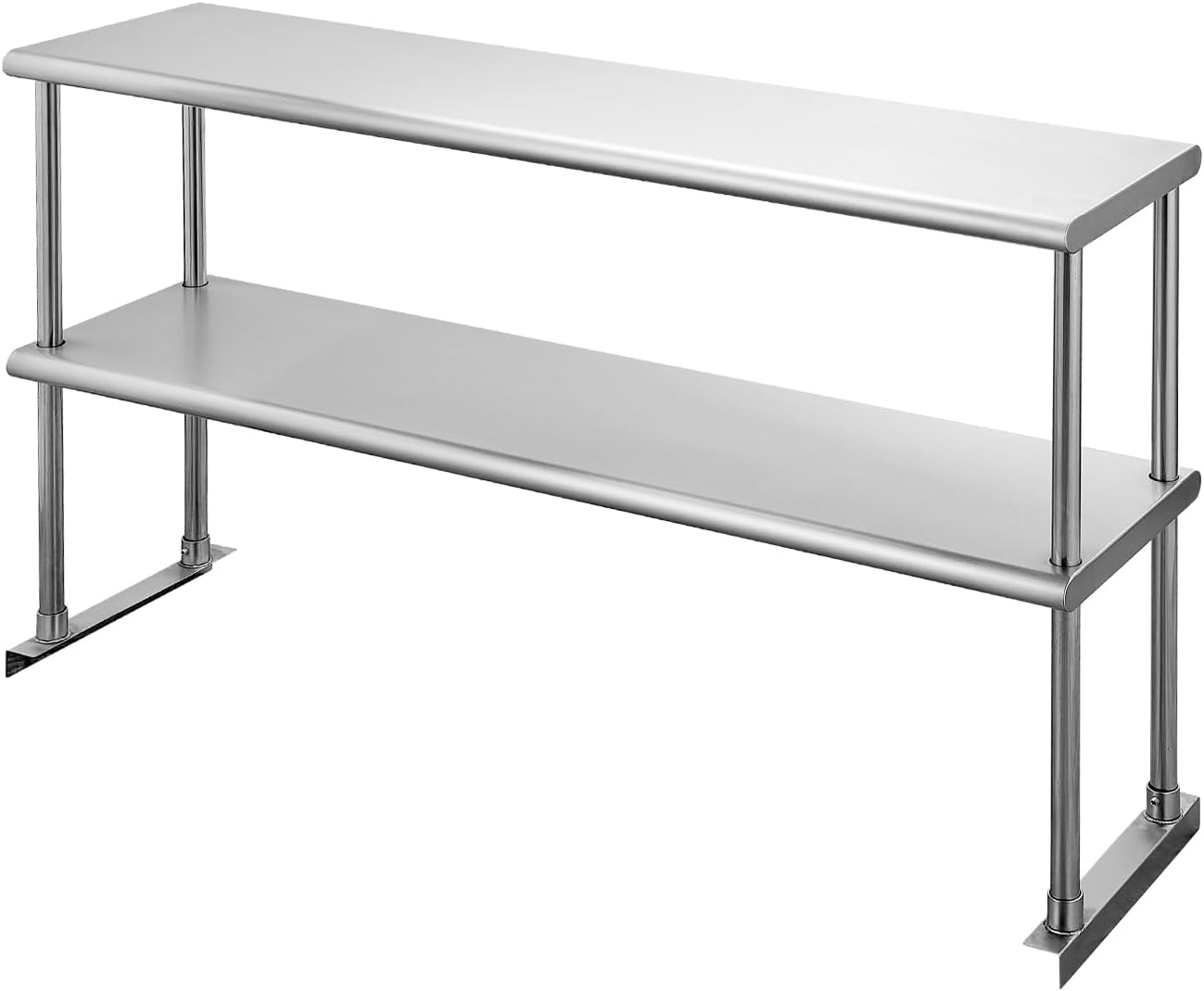 Hally Double Overshelf of Stainless Steel 12'' x 48'' Weight Capacity 380lb, Commercial 2 Tier Shelf for Prep & Work Table in Restaurant, Home and Kitchen