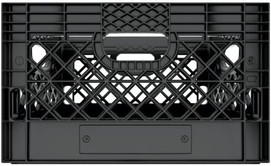 Farmplast Heavy Duty Milk Crates, Black, 24 Quart Storage Container, 96 Piece Pallet