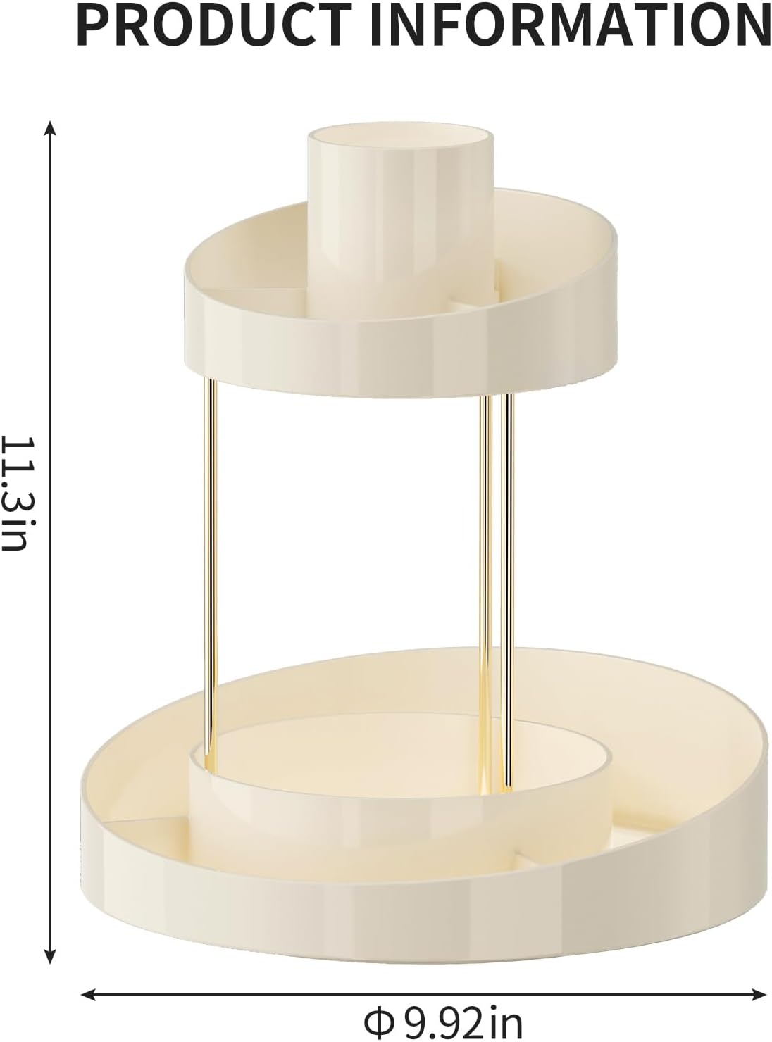 2 tier Makeup Organizer Countertop,360 Rotating Makeup Organizer for Skincare, Lipstick and Perfumes,Multi-function Cosmetic Display Cases for Vanity,Bathroom,White