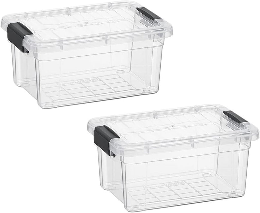 Superio Storage Bins with Lids- 2 Pack, 1.85 Qt Clear Boxes for Organizing, Stackable Plastic Containers- BPA Free, Non-Toxic, Odor Free, Organizer for Home, Office, Dorm