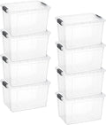 Superio Clear Storage Boxes with Lids, 14.25 Quart Plastic Container Bins for Organizing, Stackable Crates, BPA Free, Non Toxic, Odor Free, Organizers for Home, Office and Dorm, 8 Pack