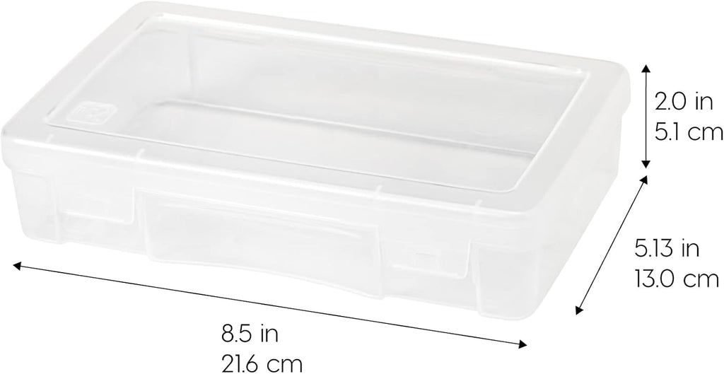 IRIS USA Pencil Case Boxes, 6-Pack, |Made in USA|, Plastic Bead Organizing Containers with Snap Lid for Arts, Crafts, Ephemera, Stickers, & Dance Cheer, Clear - Medium