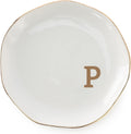 Initials Ring Dish Jewery Tray with Personalized P-Monogrammed Gifts Wedding Engagement for Women Friends Sister,Ceramic White