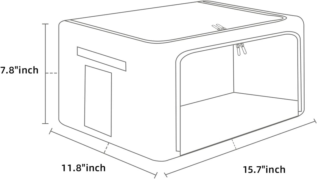 FHSQX 2 Pack Clear Window Storage Bins Foldable Fabric Storage Bins Boxes for Clothes Stackable Box Organizer Set with Carrying Handles (Gray,22L, 15.7x 11.8x 7.8 Inch)