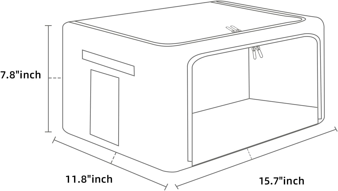 FHSQX 2 Pack Clear Window Storage Bins Foldable Fabric Storage Bins Boxes for Clothes Stackable Box Organizer Set with Carrying Handles (Gray,22L, 15.7x 11.8x 7.8 Inch)