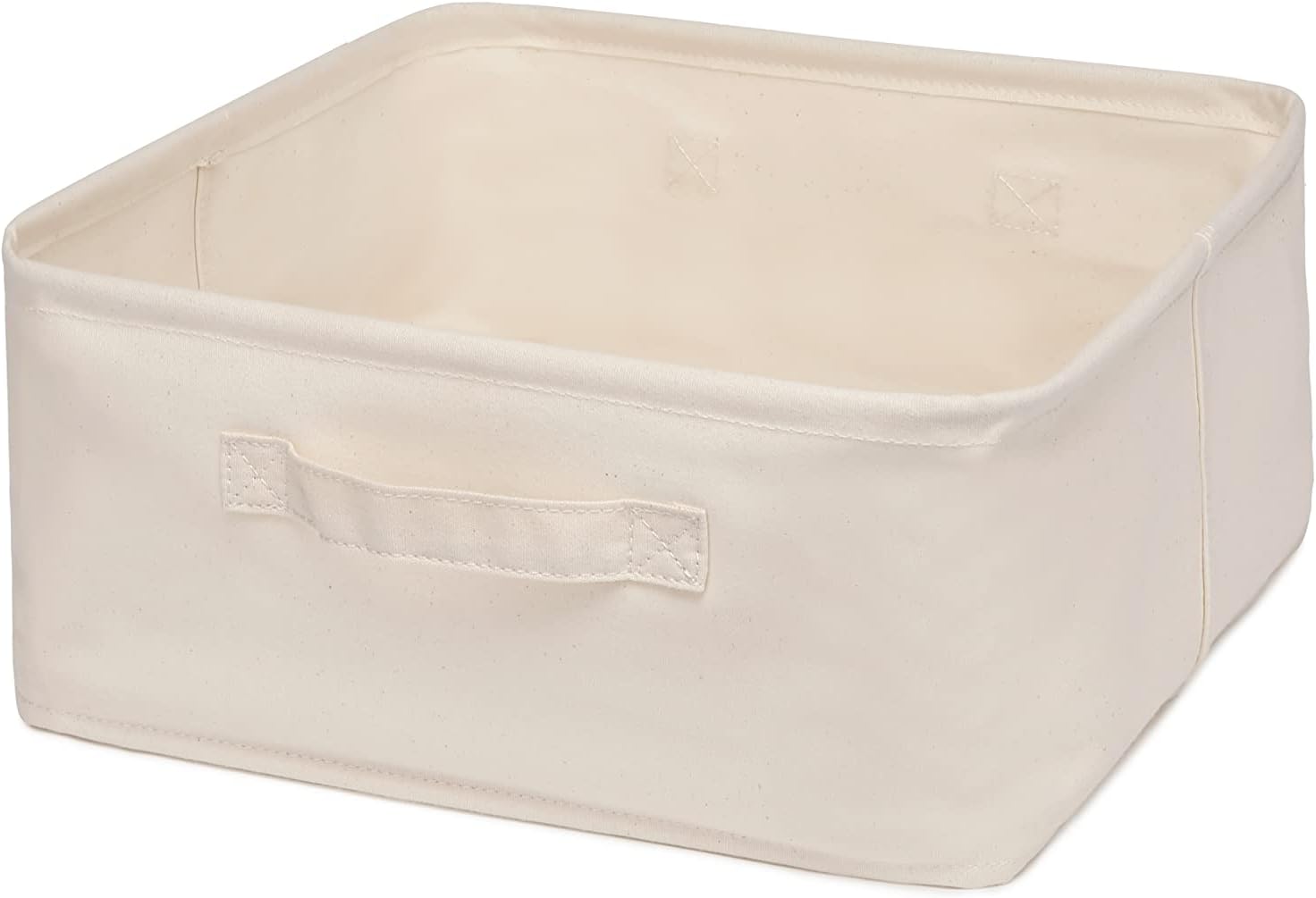 Decorative Basket Rectangular Fabric Storage Bin Organizer Basket with Handles for Clothes Storage (13.7 x 13.7 x 6.2, Beige)