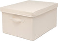 Foldable Storage Bins with Lids Cotton Canvas Rectangular Storage Box Ideal for Organization Lightweight and Durable (M)
