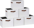GhvyenntteS 6 Pack Large Fabric Storage Bins with Handles, 15x11x9.6 Inch Storage Baskets for Shelves, Foldable Closet Storage Bins for Shelves, Closet Organizers and Storage Boxes, White