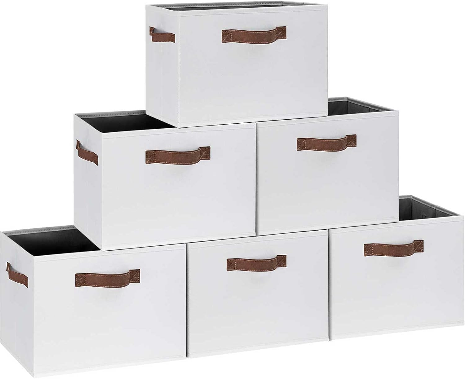 GhvyenntteS 6 Pack Large Fabric Storage Bins with Handles, 15x11x9.6 Inch Storage Baskets for Shelves, Foldable Closet Storage Bins for Shelves, Closet Organizers and Storage Boxes, White