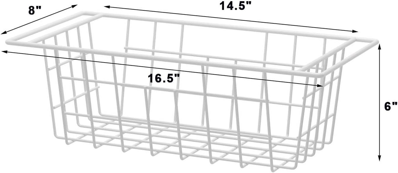 Chest Freezer Bins, Deep Chest Freezer Organizer Basket, Storage Rack Bins Wire Metal Baskets with Hanging Handles 16.5" 2Packs