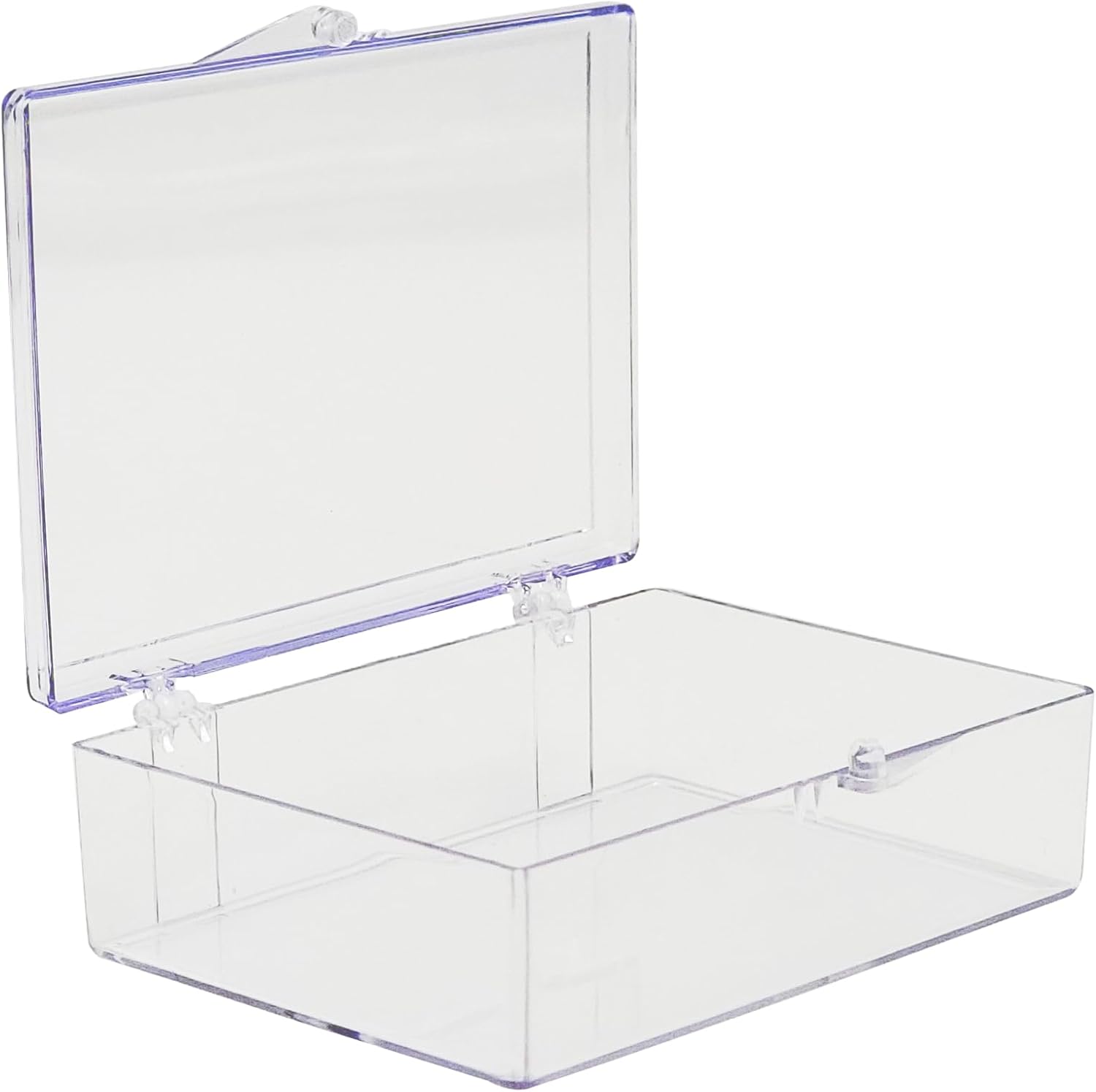 10-Pack Clear Hinged Plastic Containers, Keepsake Storage Boxes, 3 1/2" L x 2 9/16" W x 1" H, Made in USA, Plastic Display Case or Small Box for Storage and Organization