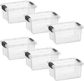 Superio Clear Storage Bins with Lids, Stackable Storage Box with Latches and Handles, Extra Small, 6 Pack 3 Quart