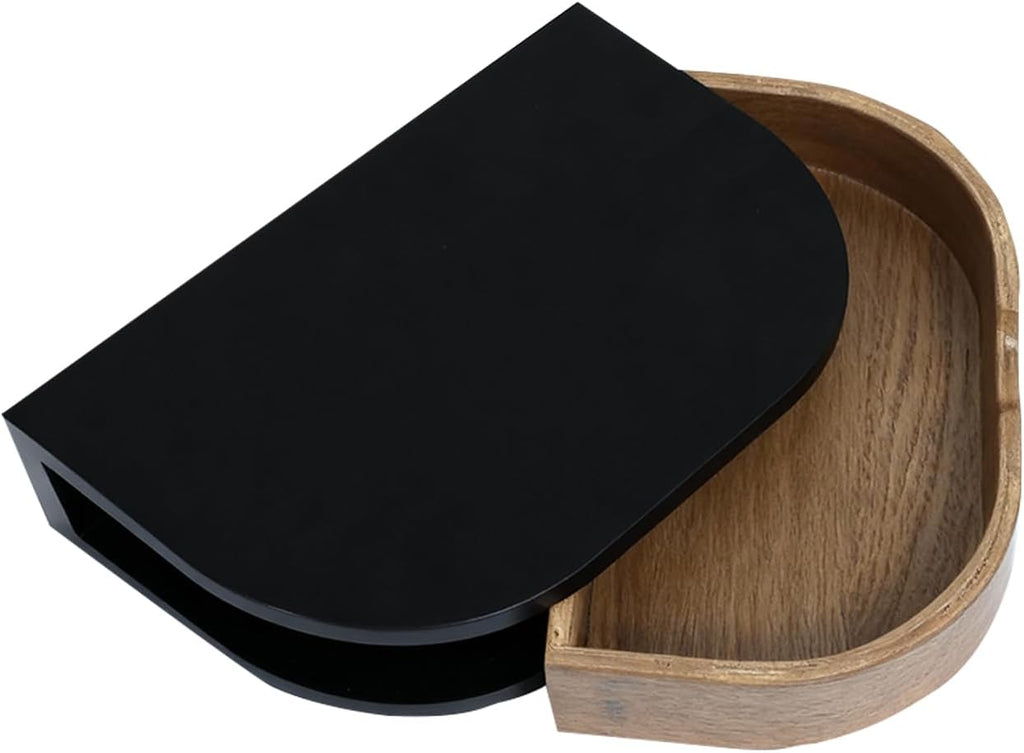 10.4Inch Floating Nightstand, Wall Mounted Bedside Shelf, Handmade Bedroom Furniture,Floating Bedside Table, Floating Nightstand with Drawer (Black, Single Drawer)