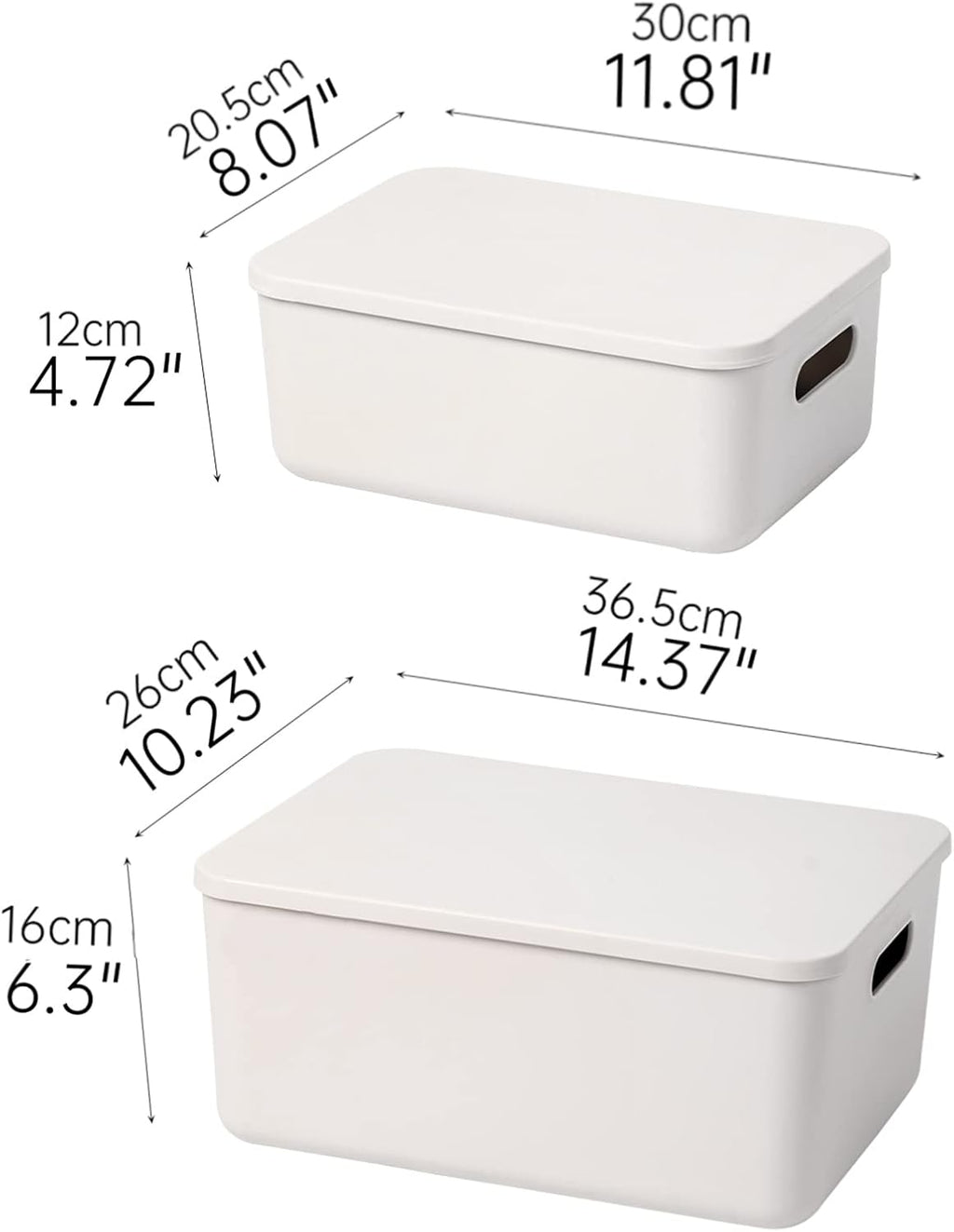 Plastic Storage Baskets With Lid Organizing Container Lidded Knit Storage Organizer Bins for Shelves Drawers Desktop Closet Playroom Classroom Office (4M+2S, Light grey)