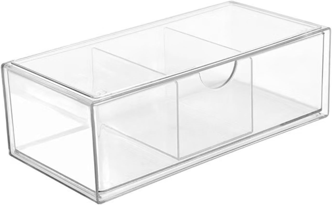 Hair Accessories Organizer for Girls, Clear Acrylic Hair Tie Organizer, or Headband, bows，Cute Small Stackable Storage Drawer Container Caddy Box for Bathroom Vanity Countertop