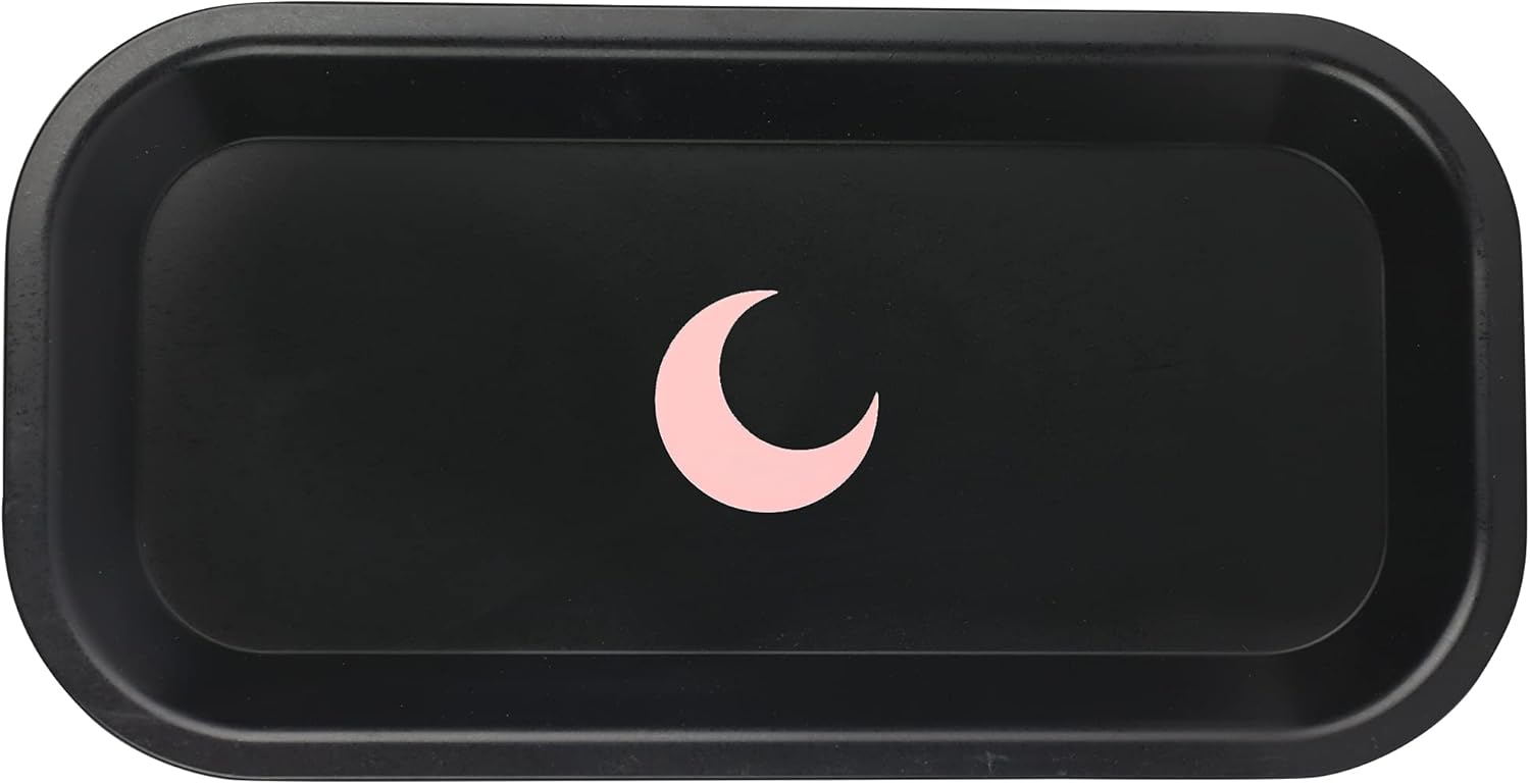 Brando Moon Small Tray - Black Lightweight Plant Based Tray - Made from Plants - Low Carbon Kitchen Tool - Curved Edges and Smooth Surface - Travel Size 8 x 4.1 inches