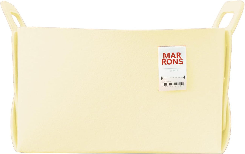 Collapsible Felt VANILLA Storage Bin Large 14.6"x9.4"x9.4" – Foldable Basket with Handles for Closet, Laundry Room Organization, Toy Storage, Decorative Storage Bins for Shelves, Nursery