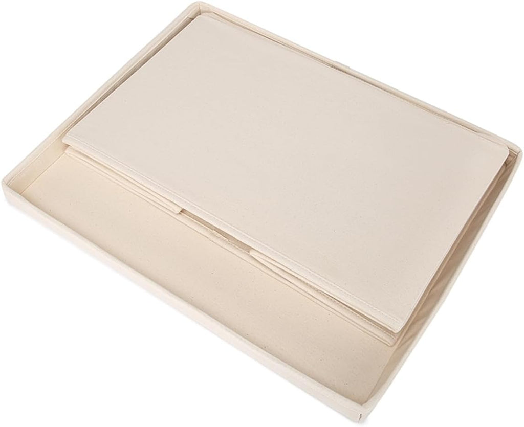 Foldable Storage Bins with Lids Cotton Canvas Rectangular Storage Box Ideal for Organization Lightweight and Durable (L)