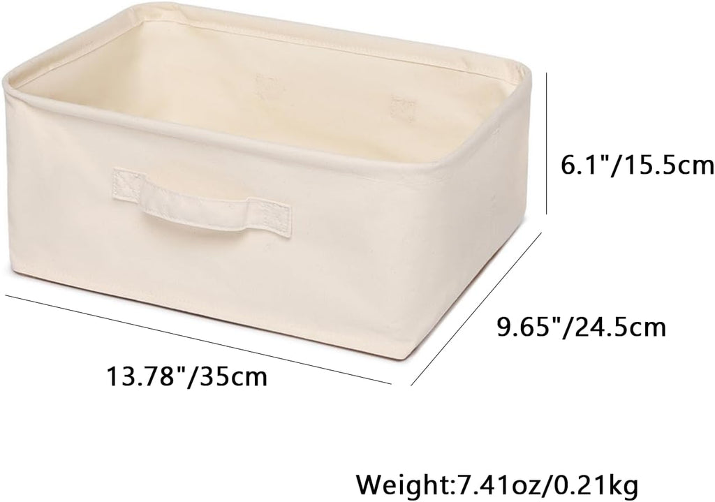 Foldable Storage Bins with Lids Cotton Canvas Rectangular Storage Box Ideal for Organization Lightweight and Durable (13.78 x 9.65 x 6.1)