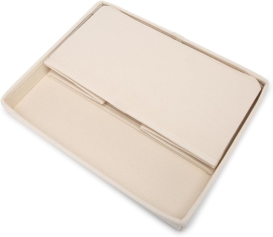 Foldable Storage Bins with Lids Cotton Canvas Rectangular Storage Box Ideal for Organization Lightweight and Durable (S)