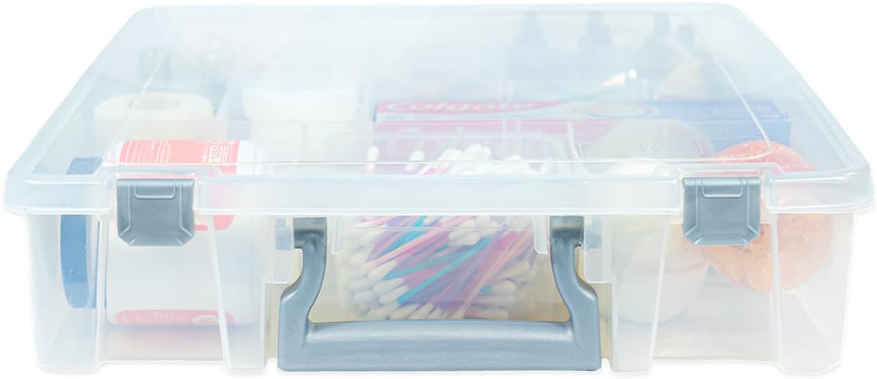 Best Kept Clear Plastic Storage Bin with Dividers | Multi - Use Container for Bathroom Counter, Kitchen, Pantry, Makeup & Beauty Essentials, 1 Pack