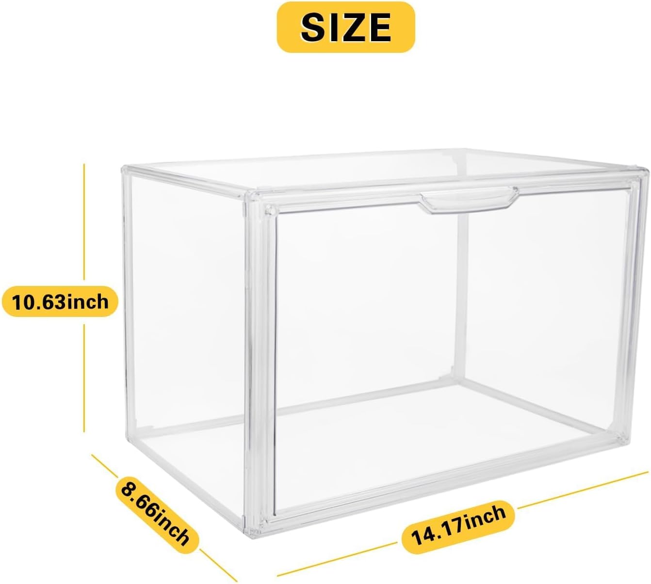 Clear Stackable Plastic Storage Bins with Magnetic Lid, Dustproof Book & Cosmetic Display Cases, Large Figures Collectibles Showcase, Shoe Box, Protection Organizer (Clear-L-3 Pack)